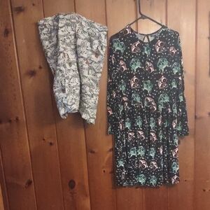 Modcloth Cat Dog Christmas Dress & Retrolicious Dinosaur Gift Skirt 1X